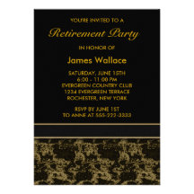 Black Marble Retirement Party Personalized Invite
