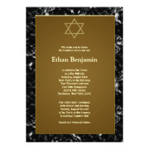 Black Marble Star of David Bar Mitzvah invitations