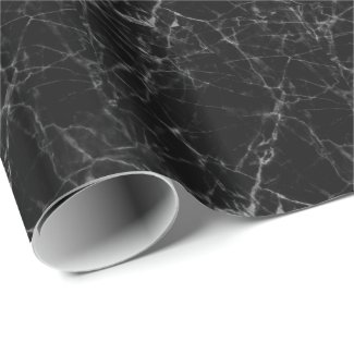 Black Marble Stone Gray Accents Wrapping Paper