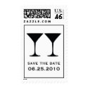 Black martini save the date wedding postage stamp