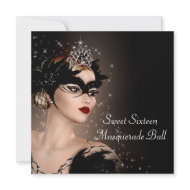 Black Mask Masquerade Party Sweet 16 Party invitation