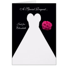 Black Matron of Honor Card -- Bridal Gown