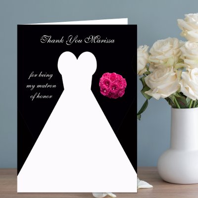 Black Matron of Honor Thank You Card -- Gown