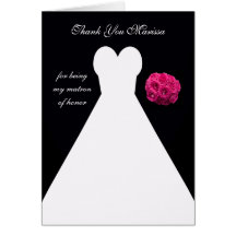 Black Matron of Honor Thank You Card -- Gown