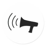 black megaphone icon round stickers
