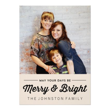 Black Merry & Bright Christmas Photo Flat Cards