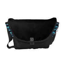 Black Messenger Bag with Turquoise Stripes Sides