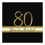 Black Metal Gold Print 80th Birthday Invitations