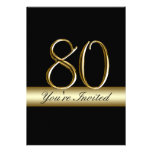 Black Metal Gold Print 80th Birthday Invitations