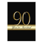 Black Metal Gold Print 90th Birthday Invitations
