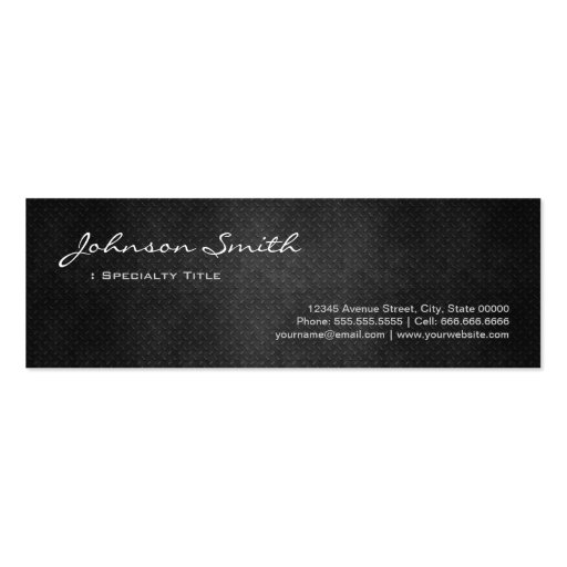 Black Metal Iron Steel - Cool Platinum Look Business Card Template (front side)