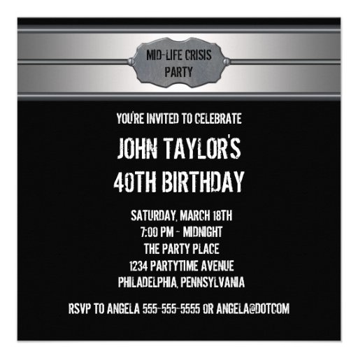 Black Metal Mans 40th Birthday Custom Invitation