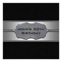 Black Metal Mans 50th Birthday Party Invites