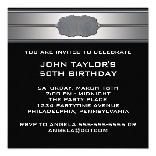 Black Metal Mans 50th Birthday Party Invites