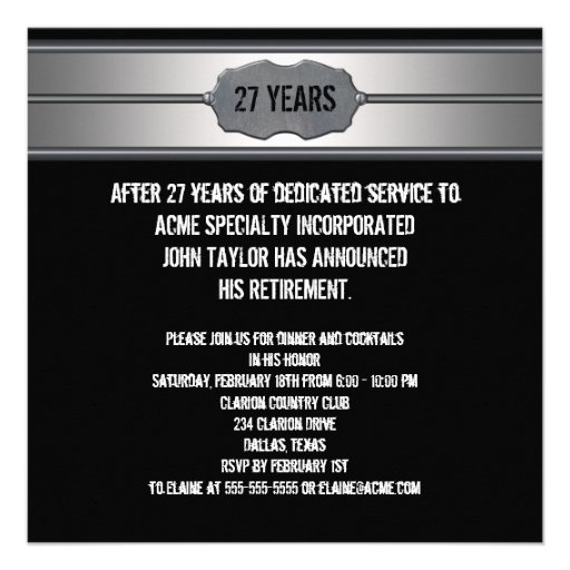 Black Metal Mans Retirement Party Invitations