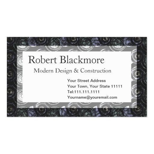 Black Metal Men's Construction Abstract Pattern Business Card Template