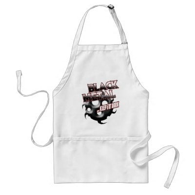 Black Metal music tshirt hat hoodie sticker poster Aprons by dustyvinyldesign