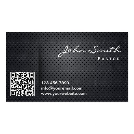 Black Metal QR Code Pastor Business Card (front side)