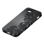 Black Metallic Brushed Aluminum & Floral Damasks casemate cases