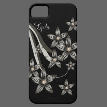 Black Metallic Flower Personalized iPhone 5 Case casemate cases