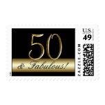 Black Metallic Gold 50th Birthday Postage Stamp