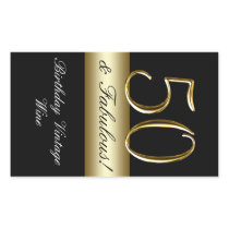 Black Metallic Gold 50th Birthday Wine Label Stickers