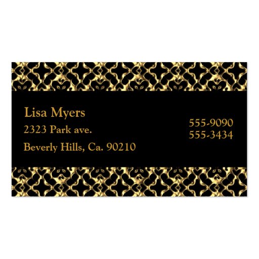 Black & Metallic Gold Lattice Business Card Template (front side)