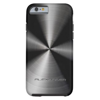 Black Metallic Pattern Stainless Steel Look Tough iPhone 6 Case