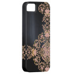 Black Metallic Pink Glitter Damask iPhone 5 Cover