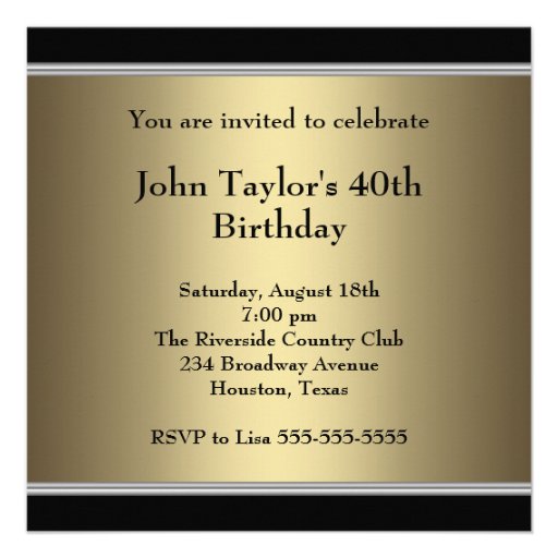 Black Mid-Life Crisis Mans 40th Birthday Party Announcements