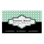 Black mint green white polka dot interiors business card template