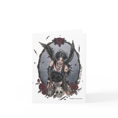 Black Misery Angel Note Card by Planet_Zerick