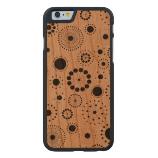 Black Modern Abstract Stars & Circles Pattern Carved® Cherry iPhone 6 Slim Case