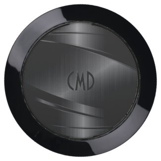 Black Modern Geometric Metallic Design USB Charging Station
