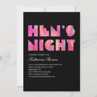 Black Modern Hen's Night Invitations zazzle_invitation