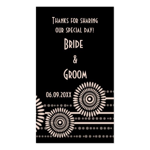 Black Modern Wedding Favor Gift Tags Thank You Business Card (front side)