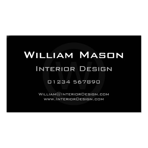 Black Monogram Circle - Professional Business Card (front side)