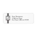 Black Monogram Striped Return Address Label