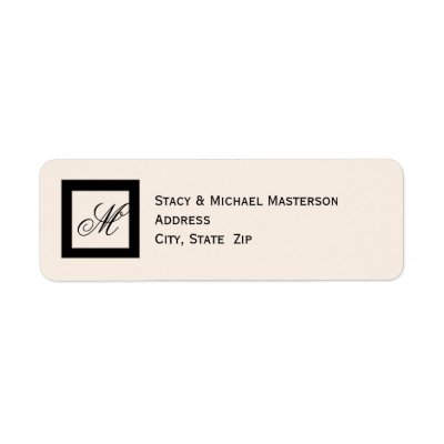 Black Monogram Wedding Address Label