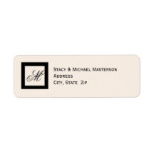 Black Monogram Wedding Address Label