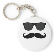 Black Moustache and Sunglasses Humour Gift Keychains