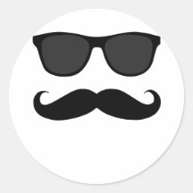 Black Moustache and Sunglasses Humour Gift Stickers
