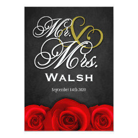 Black Mr & Mrs Red Rose Wedding Invitations 5