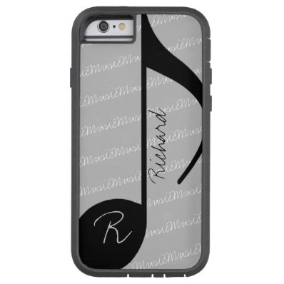black music note with custom name tough xtreme iPhone 6 case