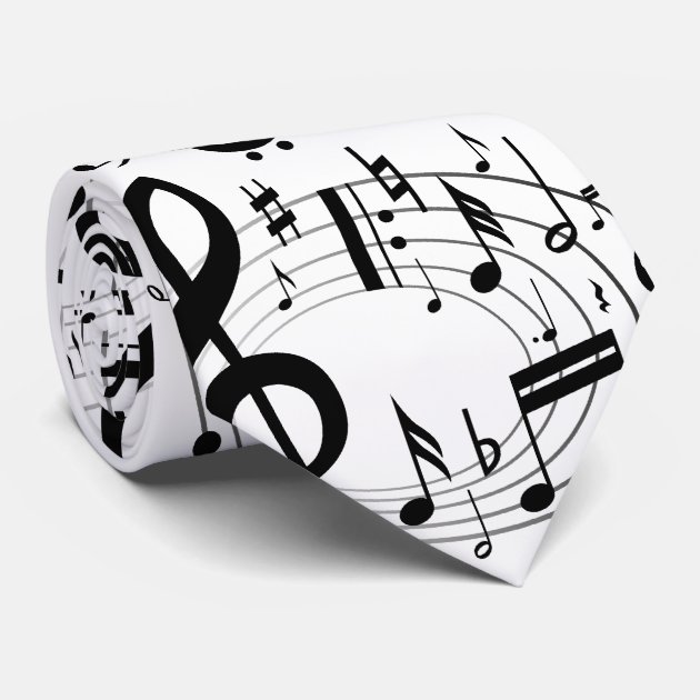 Black Musical Notes in Oval Shape Tie