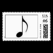 Black Musicians 8th Note On White Background stamps