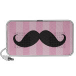 Black mustache and pink stripes custom speakers