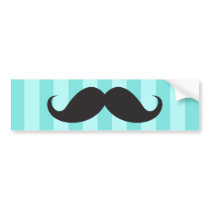 Black mustache aqua stripes funny bumper sticker