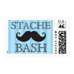 Black mustache bash blue stripes postage stamps