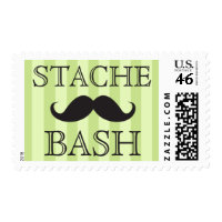 Black mustache bash green stripes postage stamps